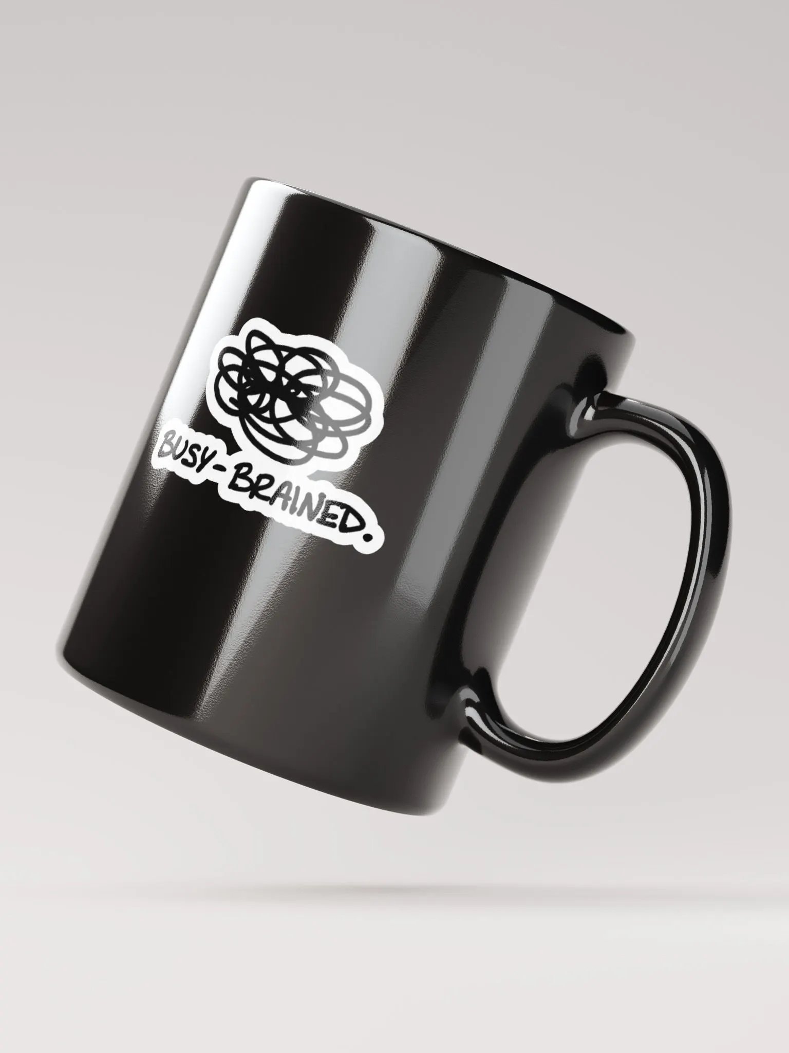 BUSY-BRAINED black glossy mug (bubble design) product image (5)