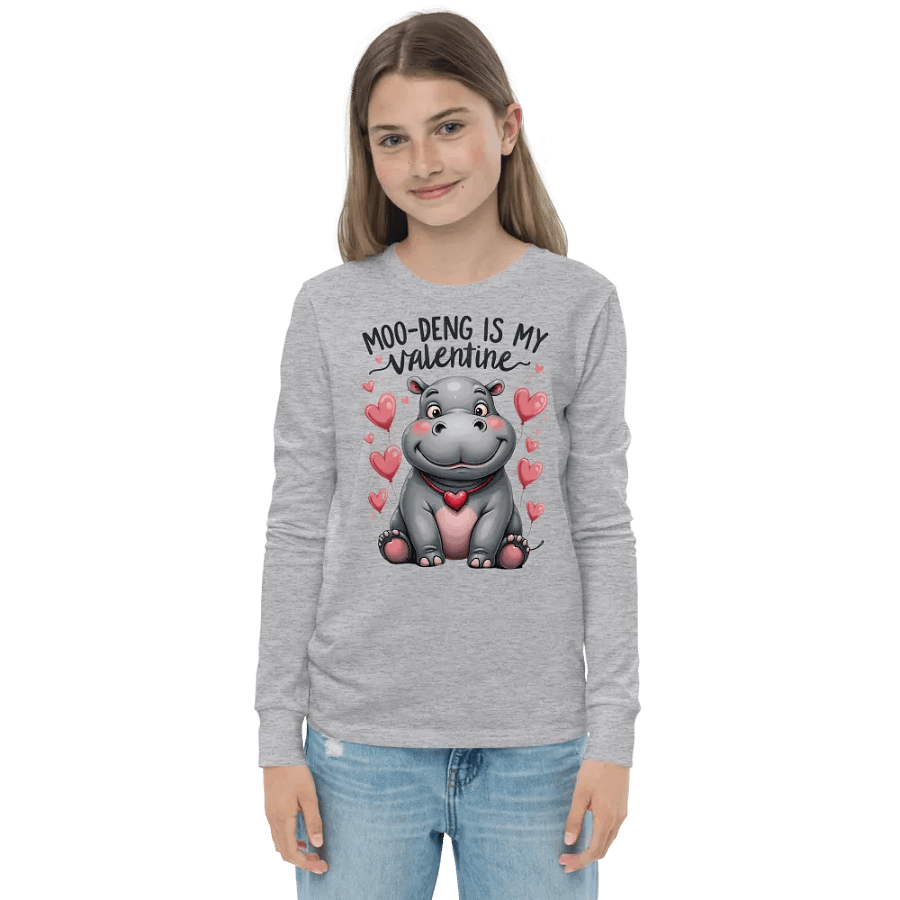 Moo-Deng is My Valentine Long Sleeve Tee product image (1)