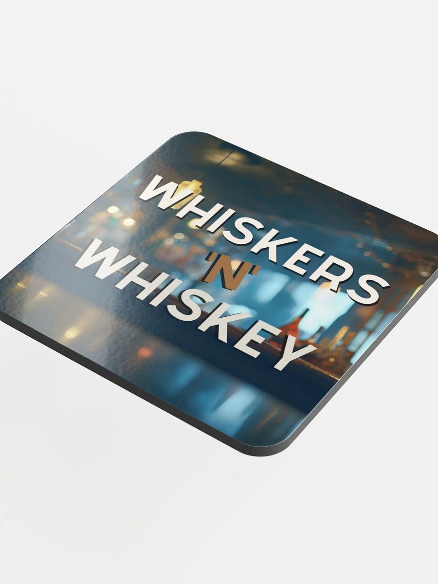Whiskers 'N' Whiskey Glossed Cork Coaster product image (4)