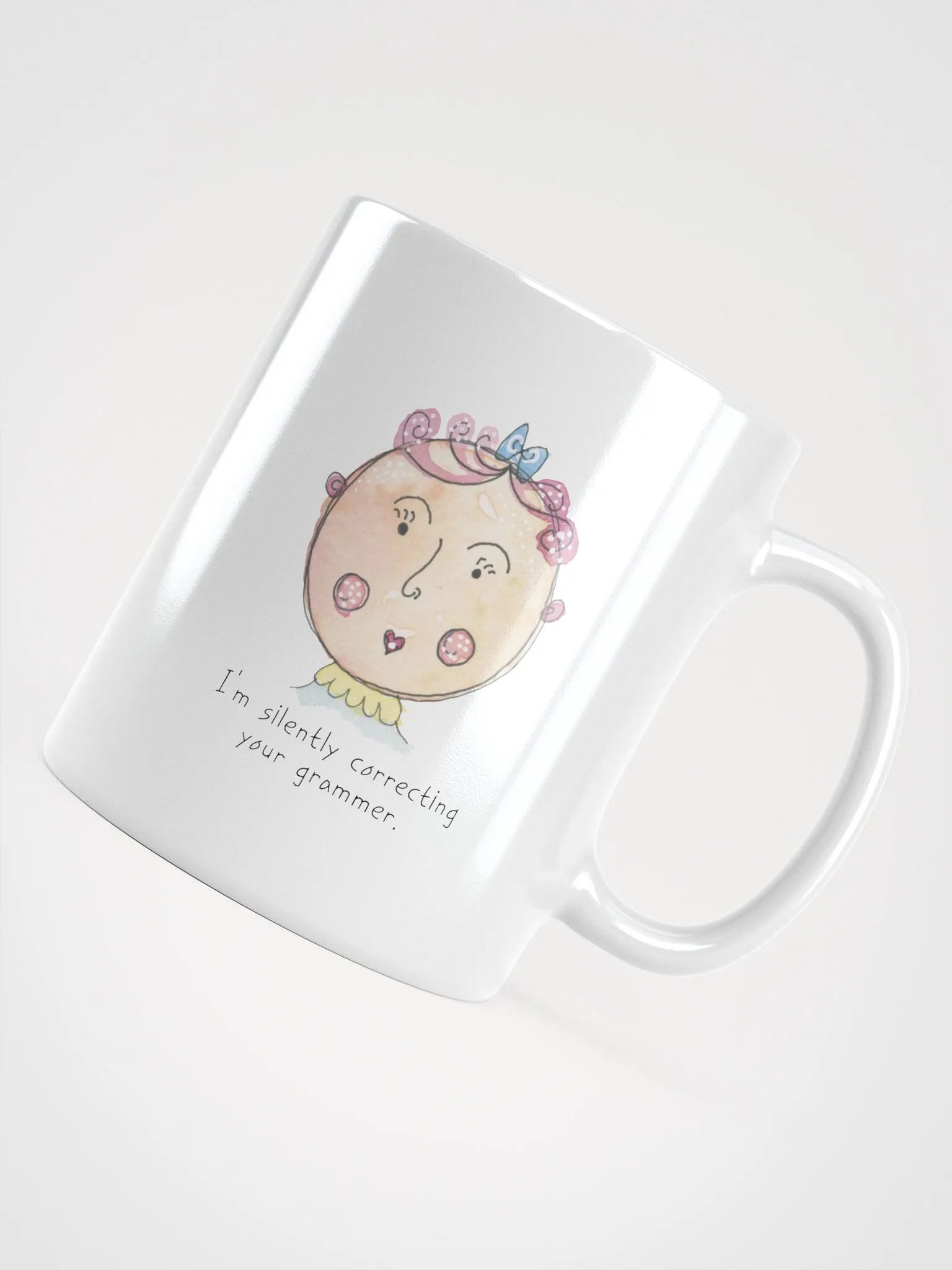 Whimsical Faces I'm Silently Correcting Your Grammar White Glossy Mug product image (3)