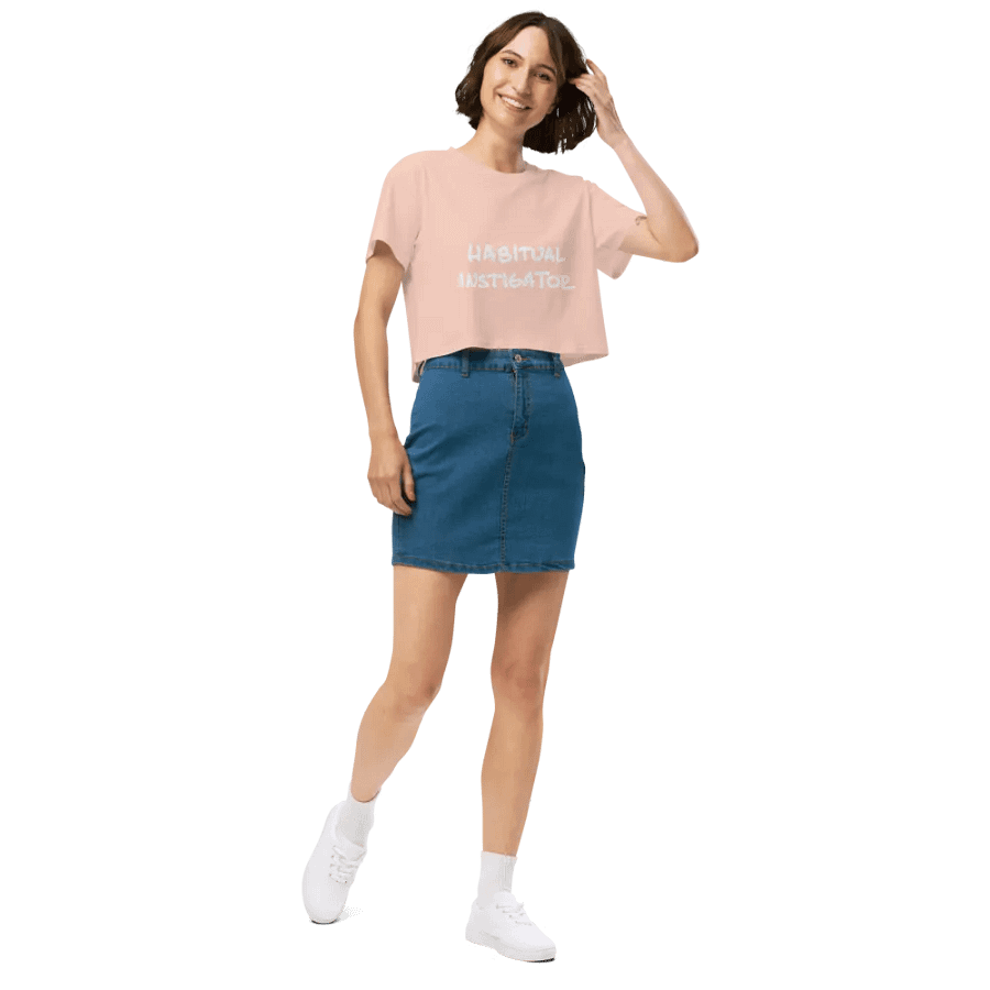 HABITUAL INSTIGATOR (white design) printed cotton crop top product image (34)