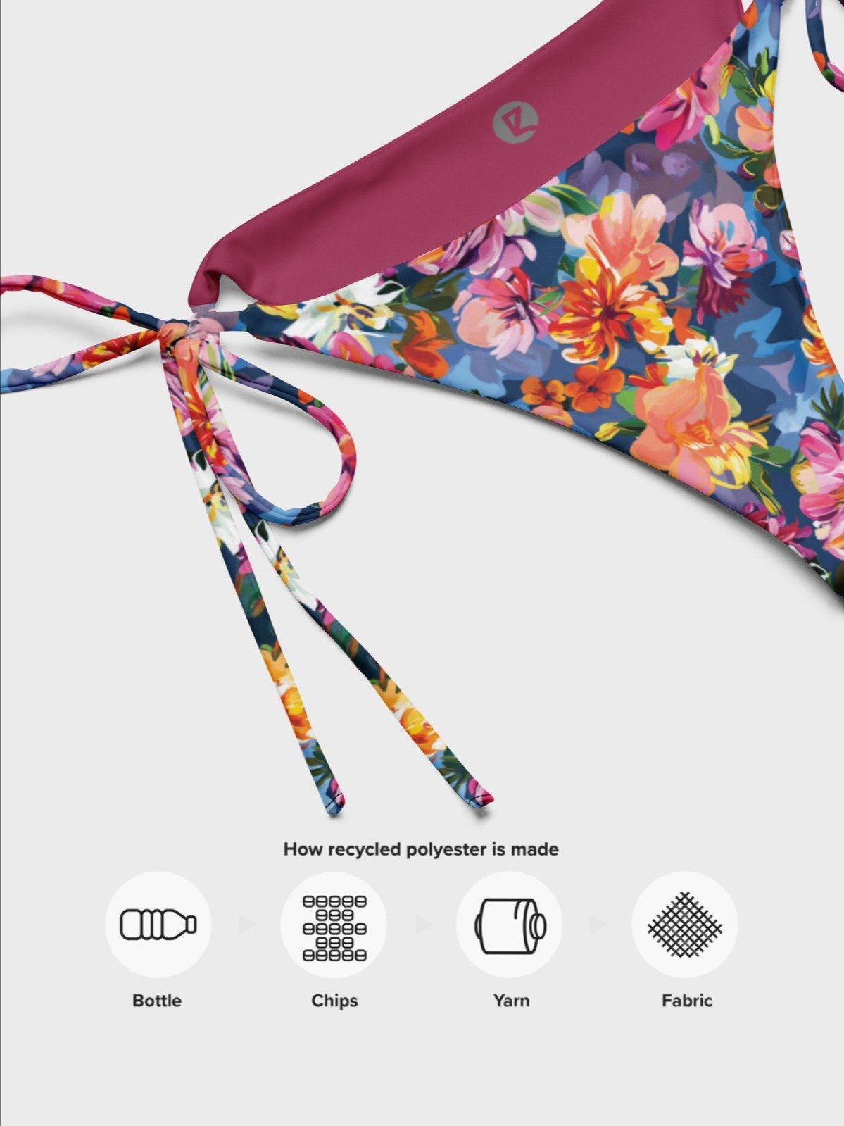 Recycled Triangle Bikini Bottom "Bold Abstract Florals" product image (8)