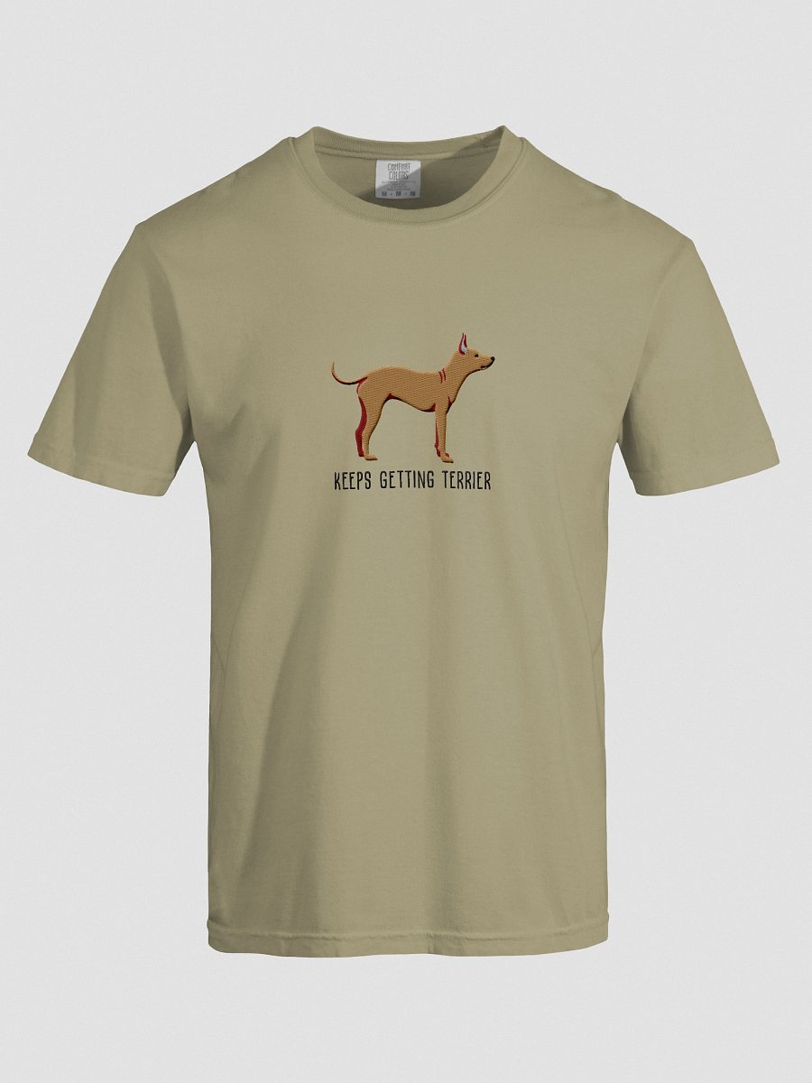 Keeps Getting Terrier T-Shirt(Embroidered) of an American Hairless Terrier(Tan) product image (17)