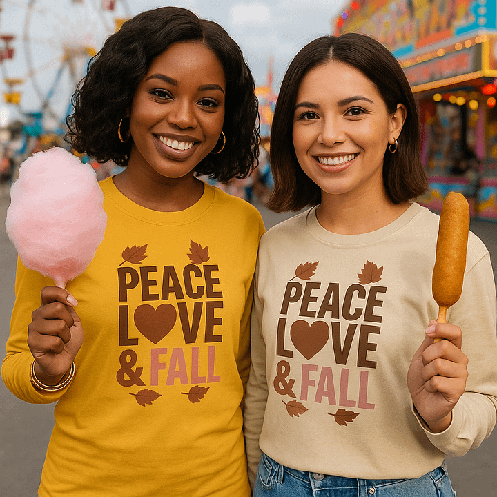 Peace Love & Fall Long Sleeve Tee - Soft Lightweight Autumn Shirt, Unisex Fall Fashion, Customizable Seasonal Apparel product image (9)