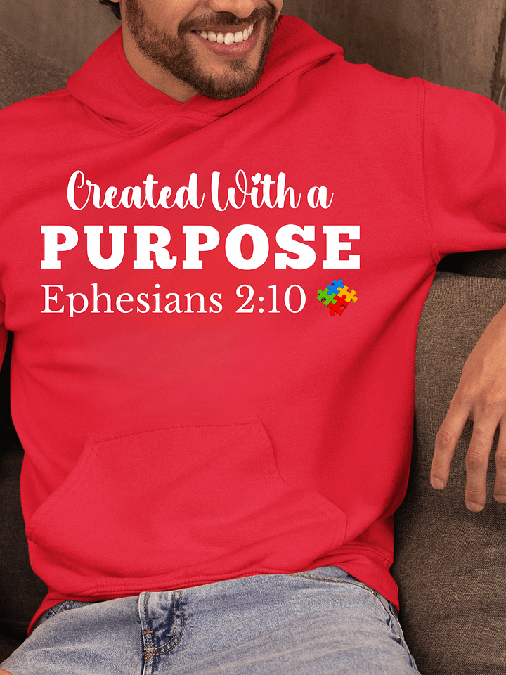 Created With A Purpose Christian Gildan Hoodie | Autism Acceptance I Gift To Mom, Dad, Child With Autism product image (1)