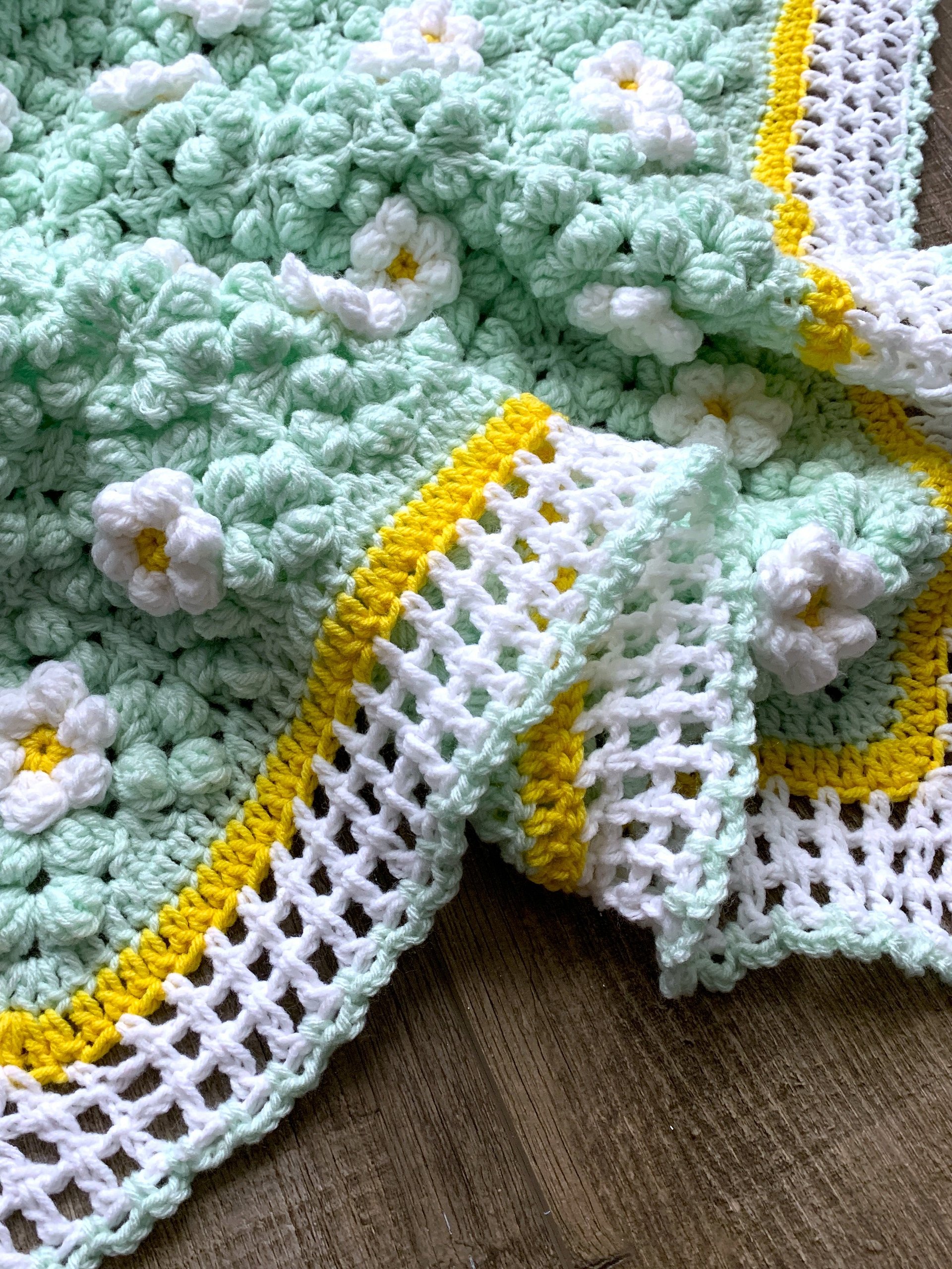 Daisy Flower Crochet Blanket Pattern, 3D Daisy Granny Square Textured Afghan product image (6)