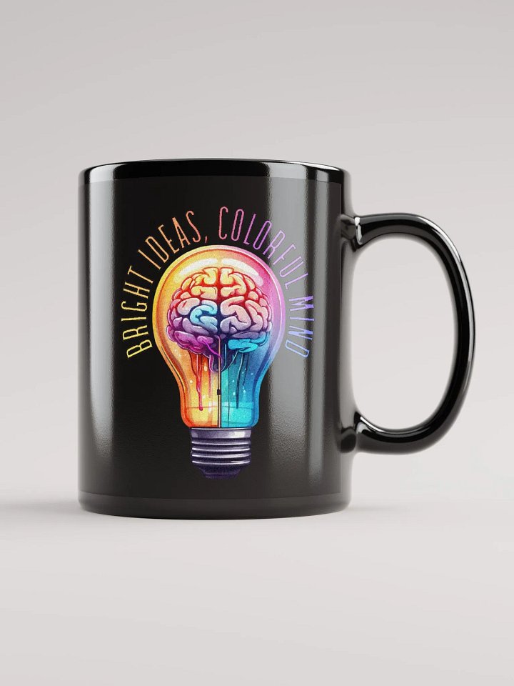 Reflective Bulbs Graphic | Black Coffee Mug | Bright Ideas, Colorful Mind product image (2)