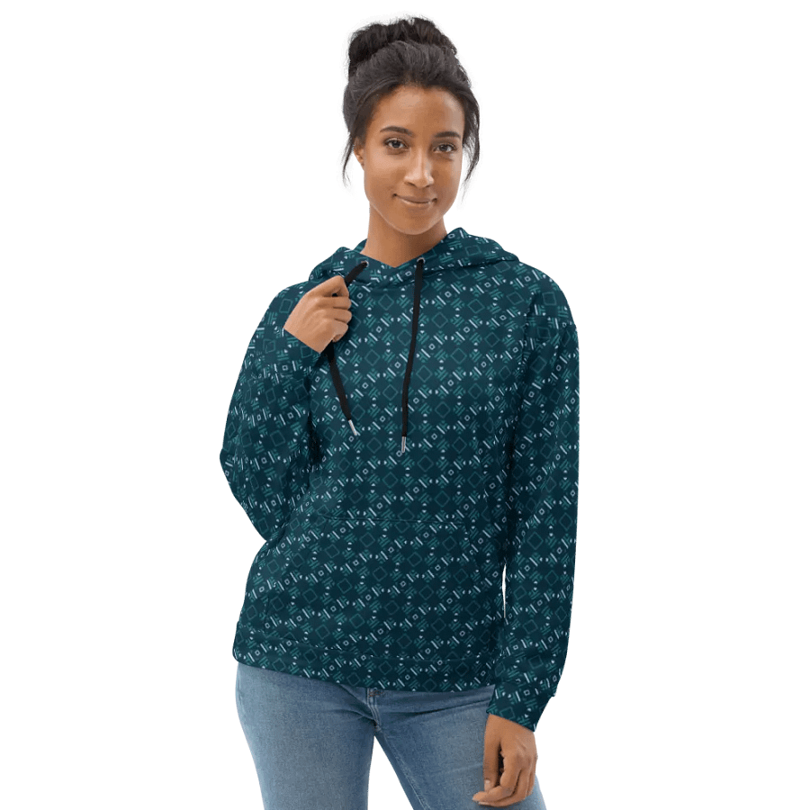 Facet Fantastic Blue Geometric Allover Print Hoodie for Men and Women product image (5)