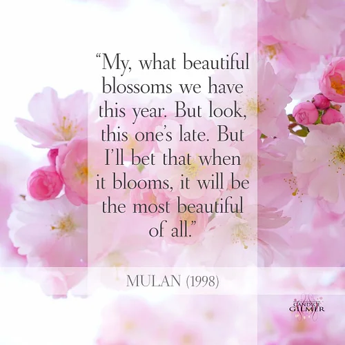 Bloom, blossoms, bloom. #mulan #inspiration #remembering #Cherryblossoms #latebloomer #disney #disneyprincess
