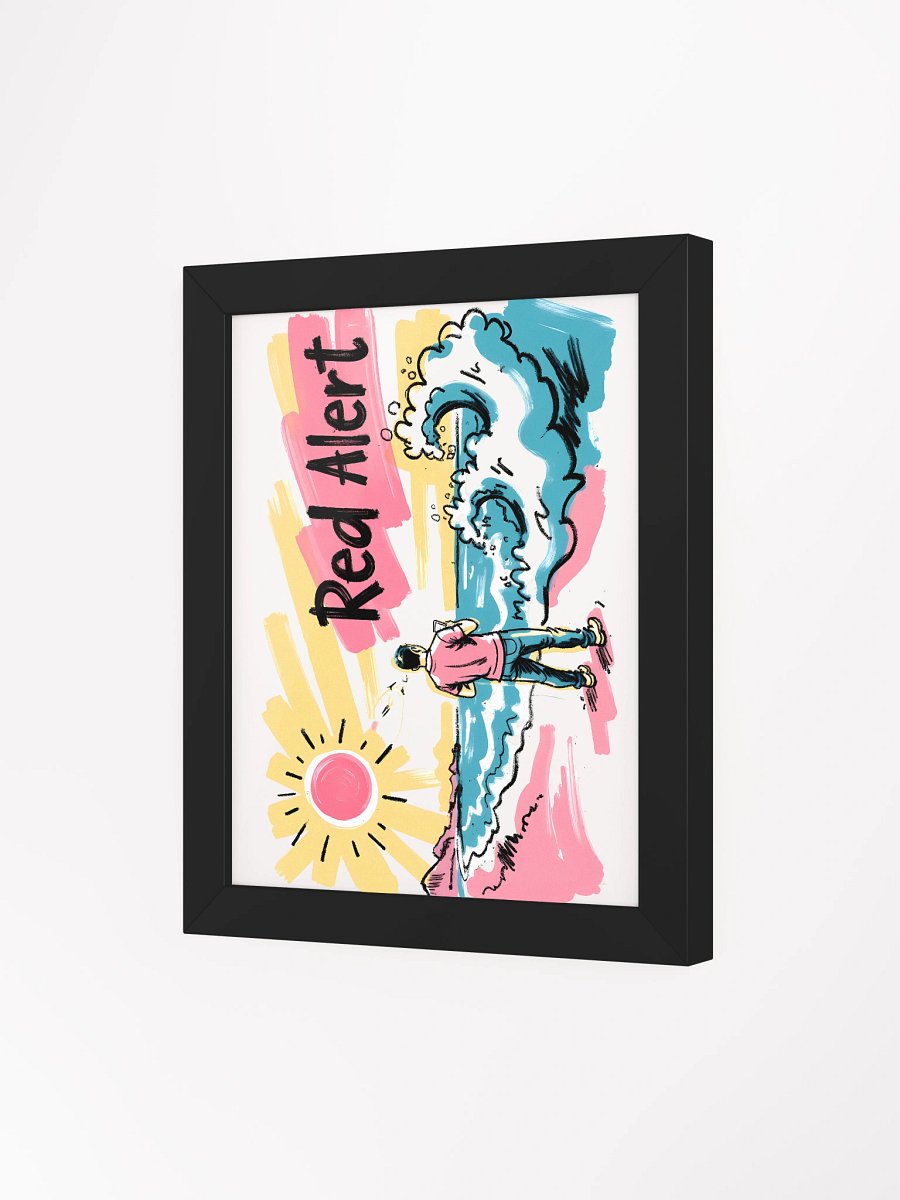 Red Alert Beach Art Print – Sunset Danger Warning Matte Poster product image (7)