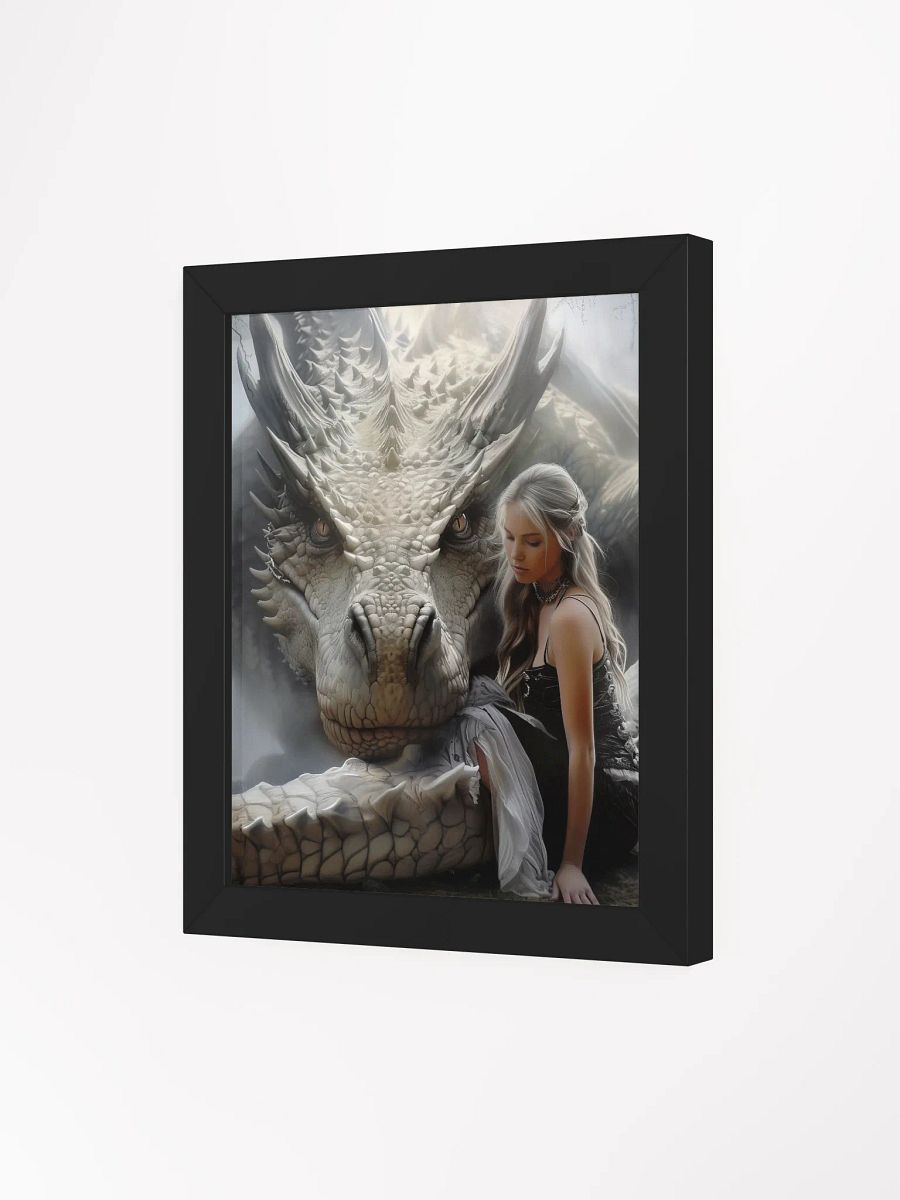 Girl with her white dragon - Framed High Quality Matte Poster product image (17)
