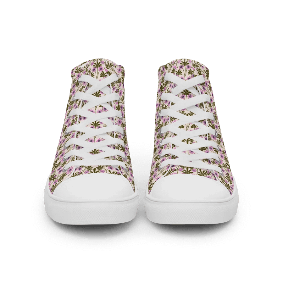 Passion Blooms - Pink and Green - Women High Top Canvas Shoes product image (5)