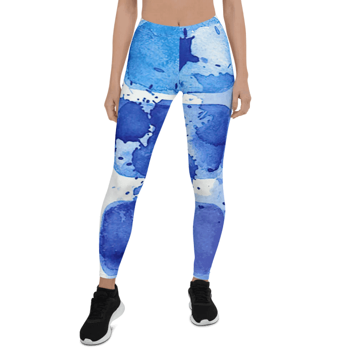 Leggings – Blue Scale Watercolor Print for Artistic & Comfortable Style product image (1)