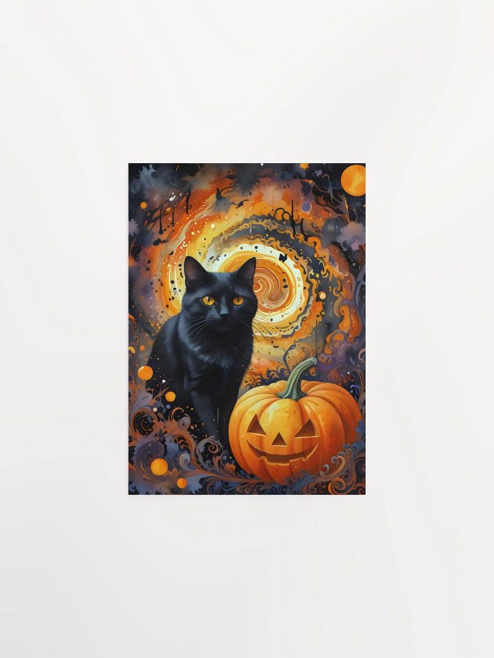 Celestial Black Cat & Pumpkin Poster product image (3)