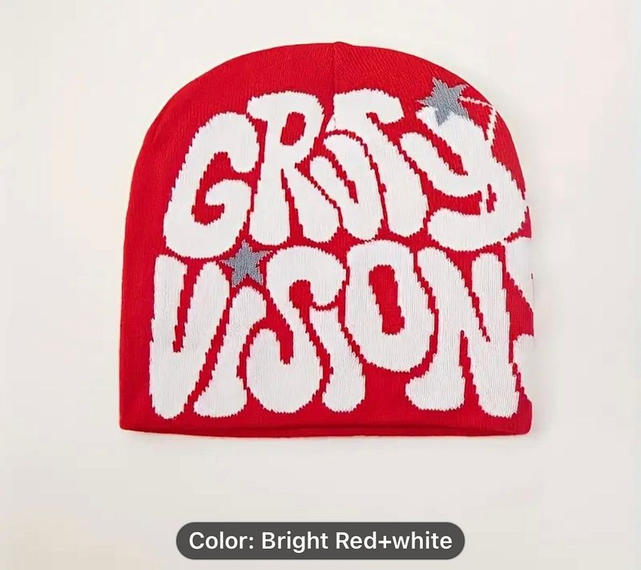 Gothic Letter Jacquard Y2K Beanie Hip Hop Color Block Knit Hats Elastic Skull Cap Breathable Beanies Unisex product image (5)
