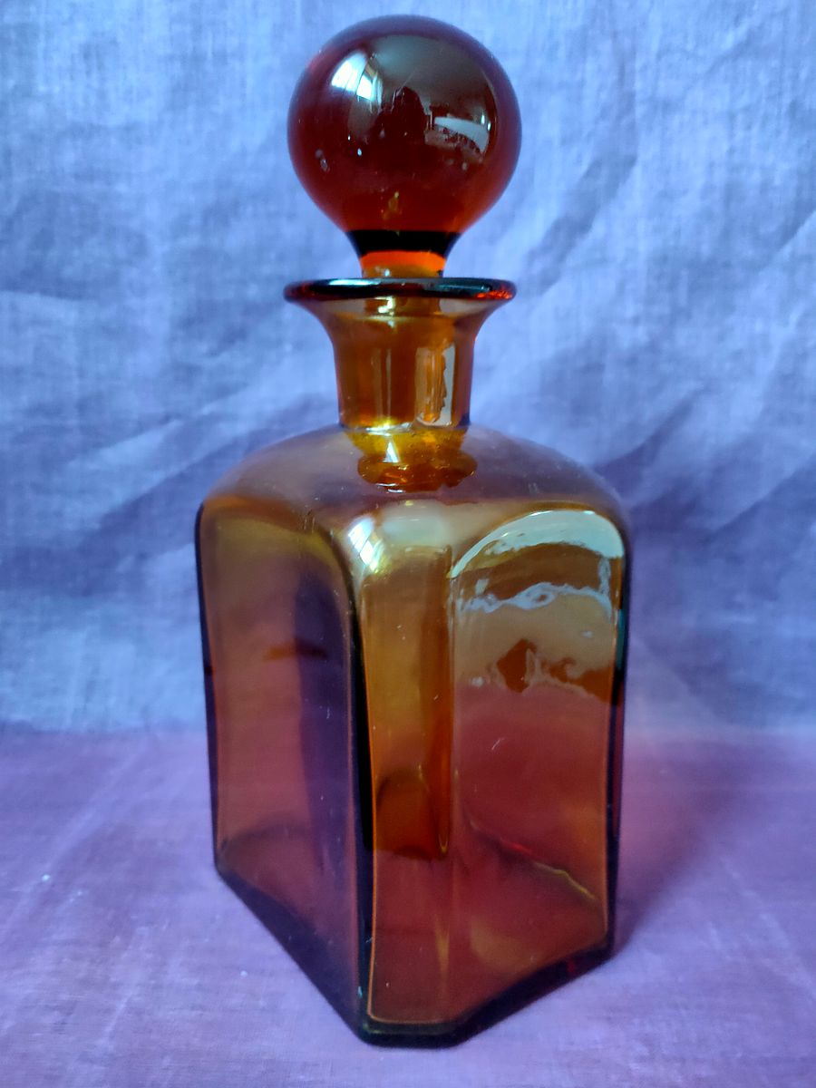 Garrafa quadrada castanha vintage, castanho outono, anos 40 product image (3)