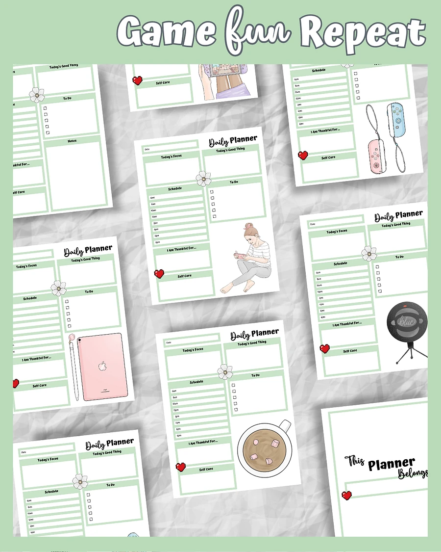Green Printable Planner - Gamer Themed product image (6)