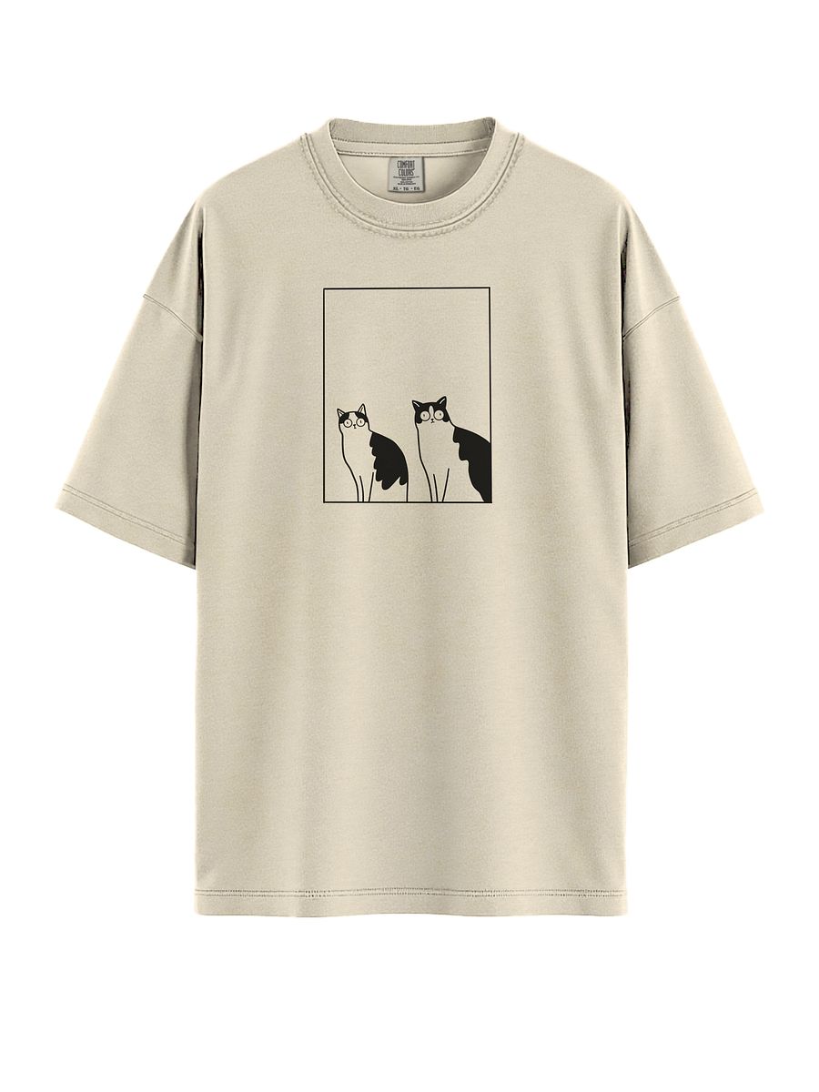 Minimalist Cat Shirt – Two Black and White Cats Tee for Cat Lovers product image (1)