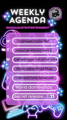 Where and when to catch your resident anxious cats 👋🏻 
#streamer #britishstreamer #newstreamer #twitch #twitchstreamer #thesi...