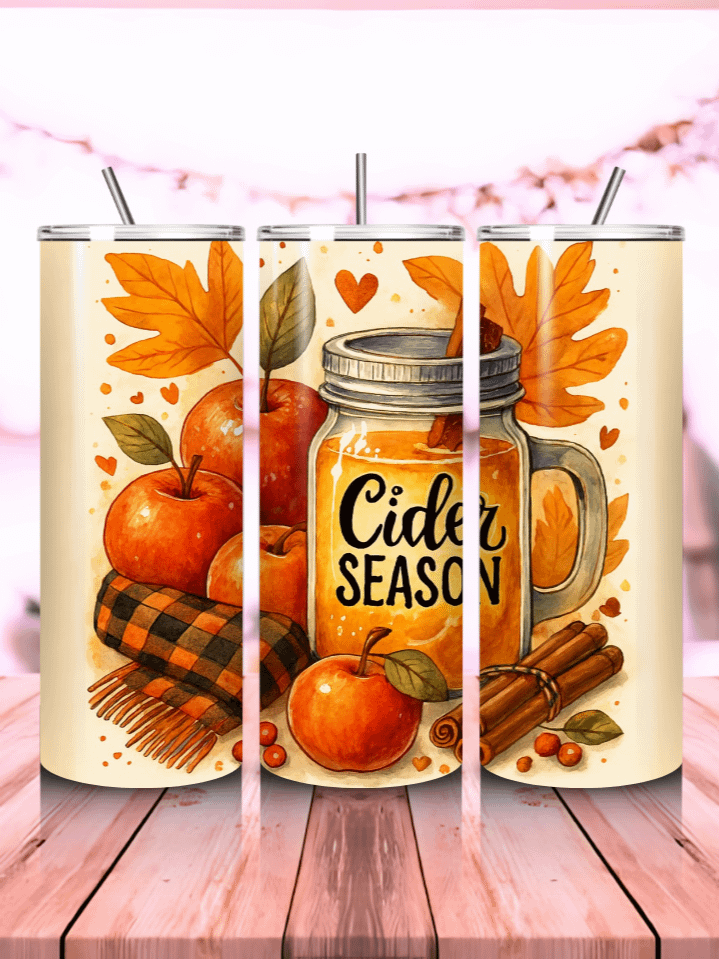 Fall Apple Cider Tumbler Wrap PNG – 20oz Skinny Sublimation Design with Cozy Autumn Drink Theme & Warm Seasonal Colors – Perfect Gift for Fall Lovers – 300 DPI Instant Digital Download product image (1)