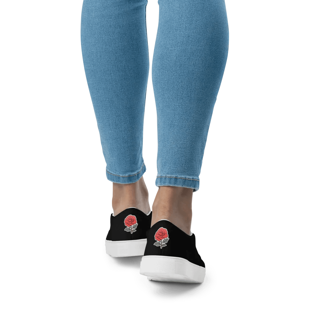 Red Rose Black Women's Canvas Slip-Ons product image (2)