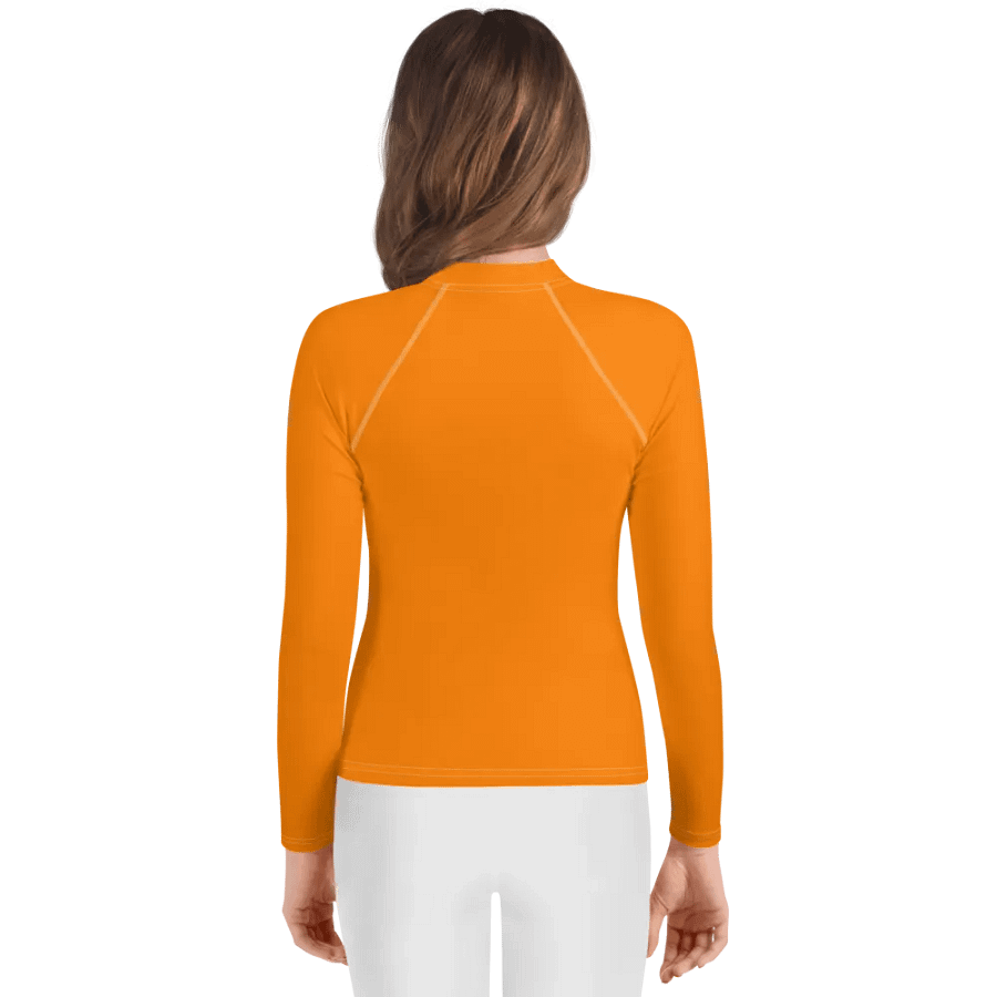 Youth Plain Color Orange Rash Guard product image (2)