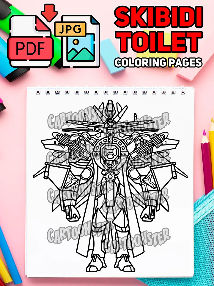 Upgraded Titan Droneman from Skibidi Toilet Invasion | Coloring Page | Printable PDF & JPG product image (1)