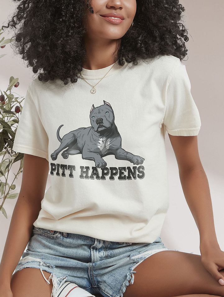 Pitt Happens T-Shirt of a Pitbull Terrier (Cropped Ears - Blue) | Funny T-Shirt for Pitbull, Bully, and Staffordshire Terrier Paw-rents product image (16)