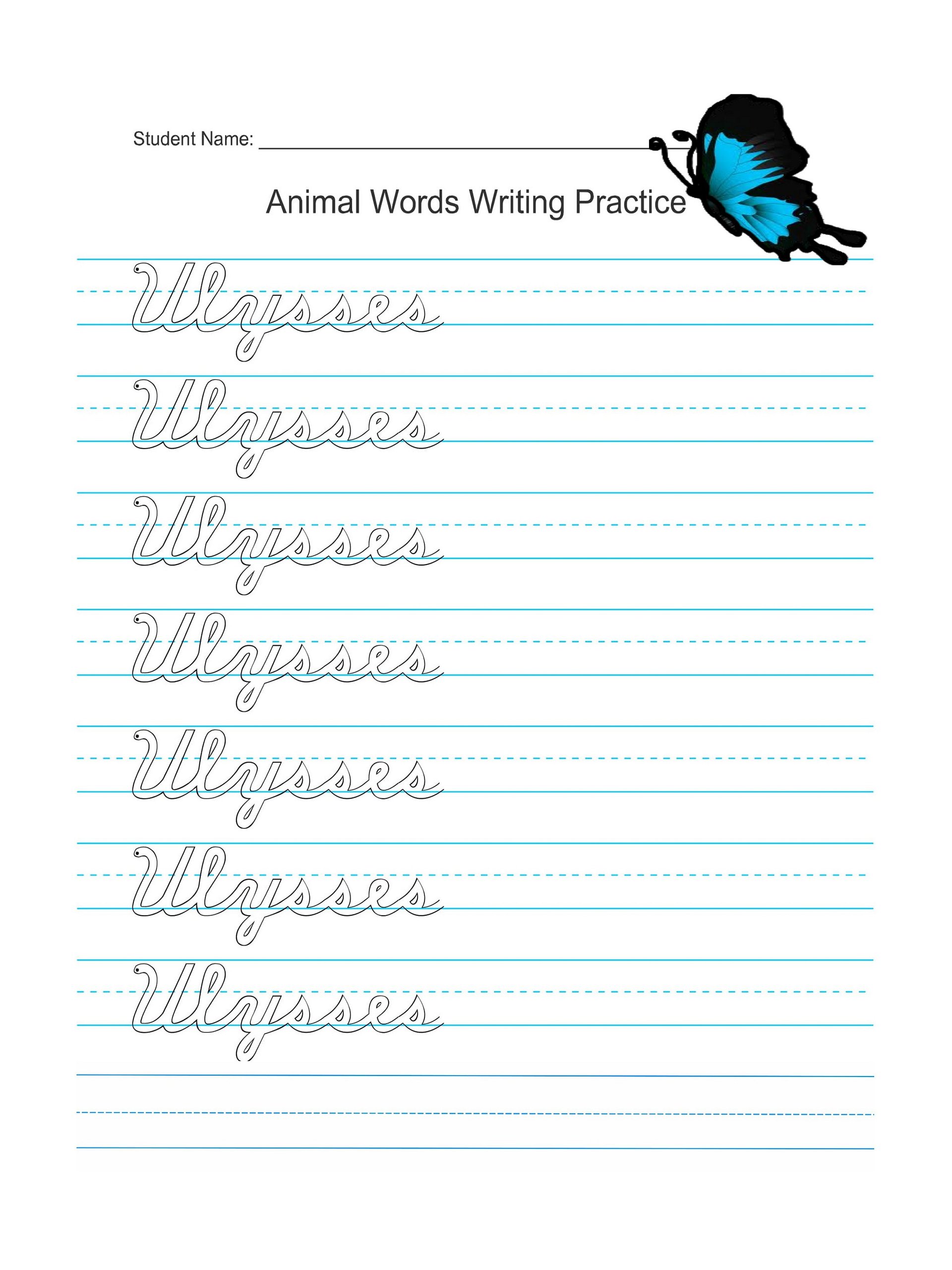 Cursive Writing Practice with Animal Names product image (8)