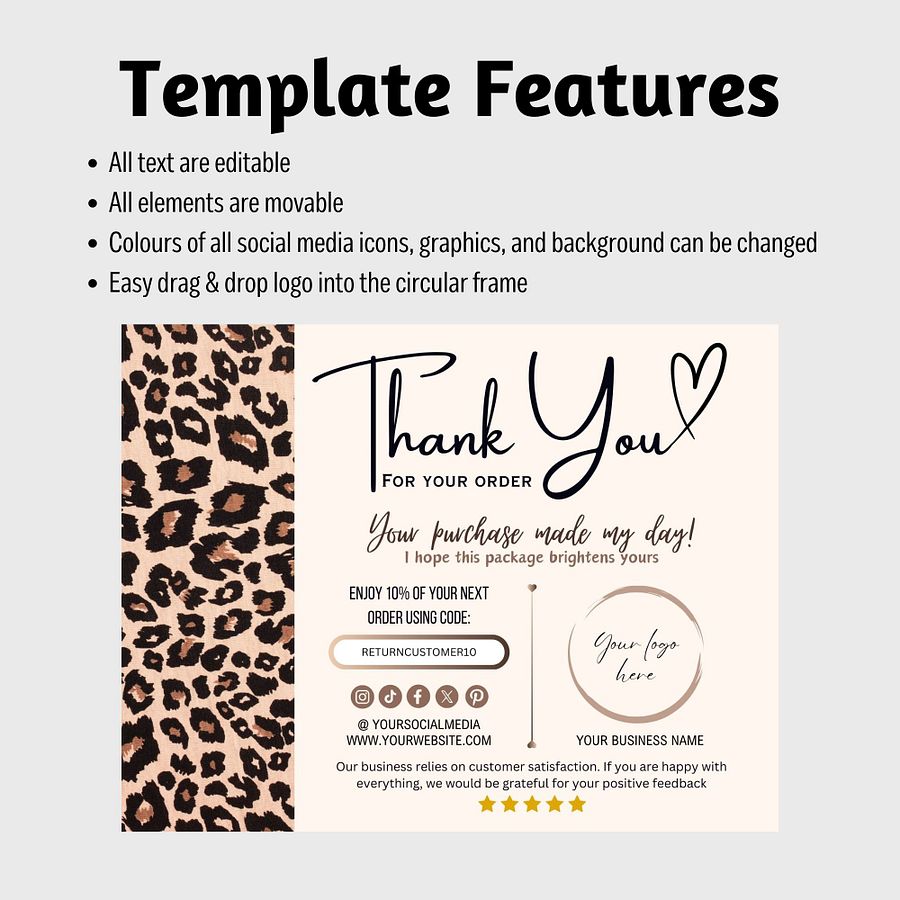 Leopard - Thank You Card Template product image (7)