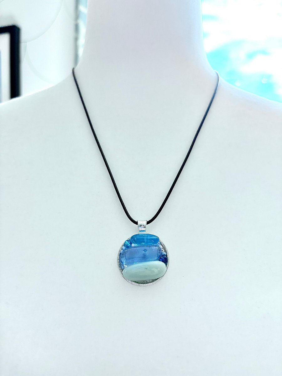 Coastal Calm Horizon Pendant Necklace | Handmade Glass Art Jewelry | Monique Faella Designs™ | MFD-00208 product image (4)