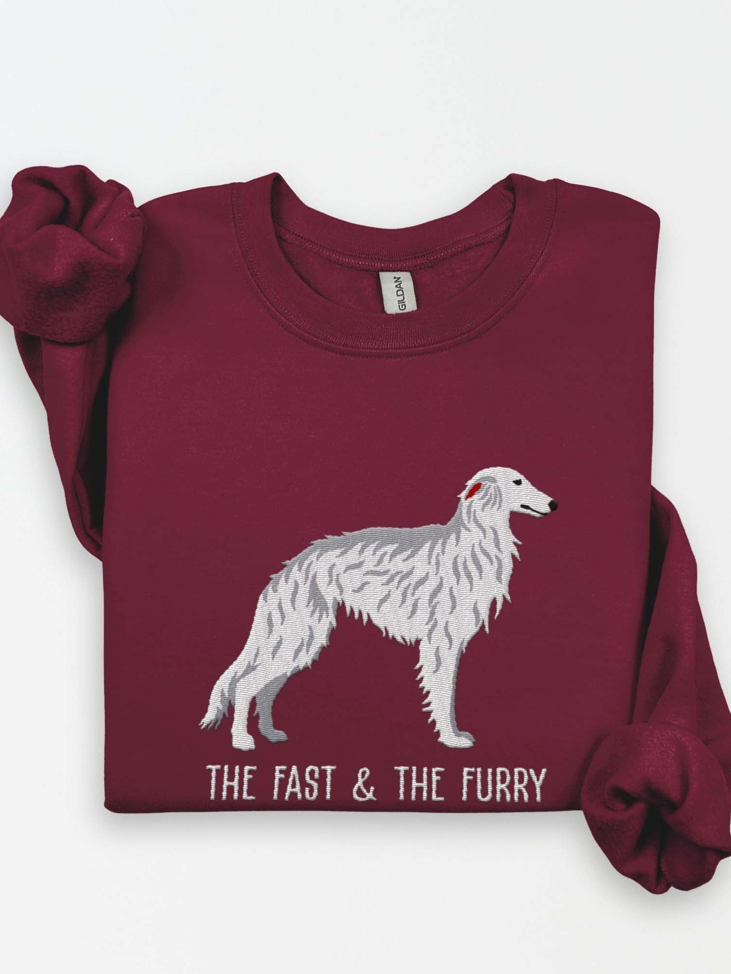 The Fast & The Furry Sweatshirt (Embroidered) of a Silken Windhound(White) product image (1)
