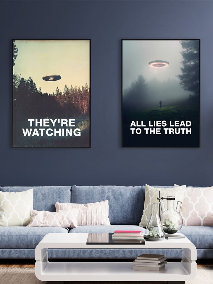 They're Watching/The X-Files poster, S09E06 2002 — sci-fi poster, movie art, I want to believe poster, space print, aliens wall decor product image (2)
