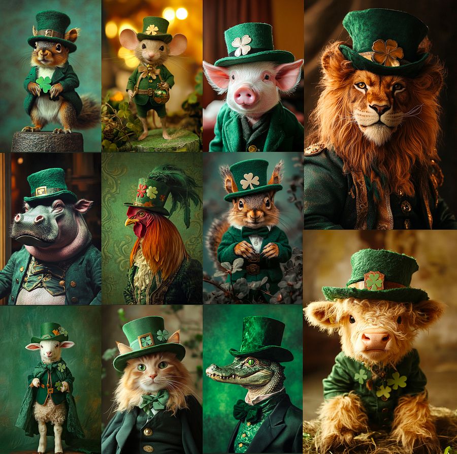 St. Patrick's Day Dapper Animal Leprechauns Digital Paper Pages, Scrapbook, Junk Journal, printable images product image (6)