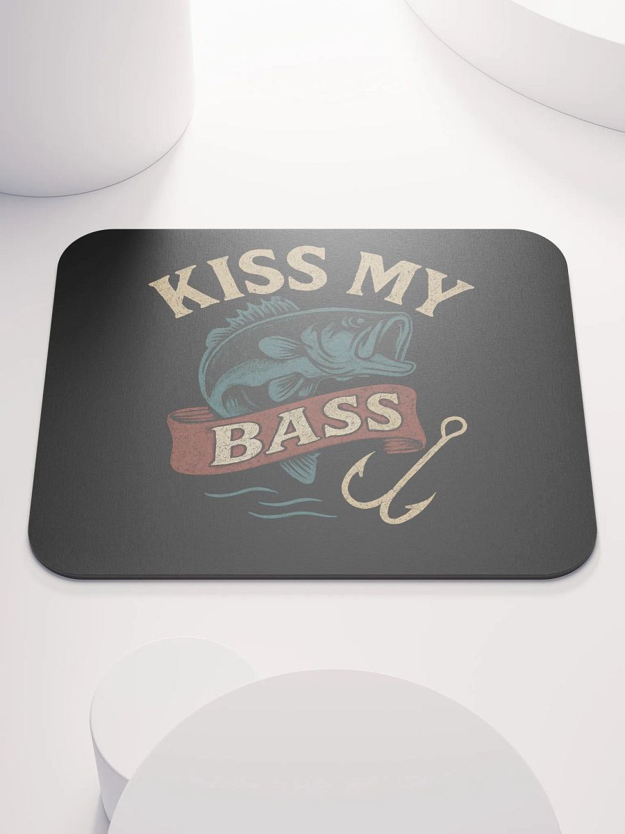 Kiss My Bass Mouse Pad – Vintage Fishing Humor Desk Decor product image (1)