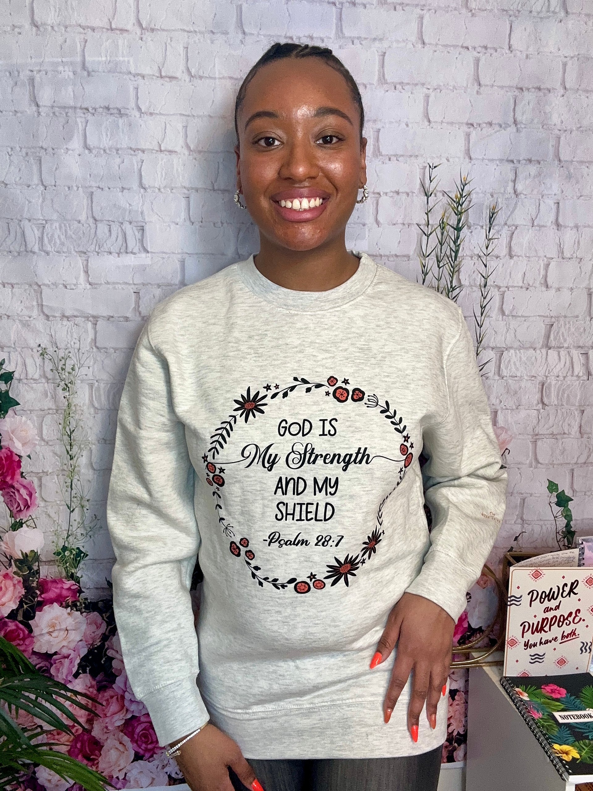 GOD IS MY STRENGTH AND MY SHIELD CREWNECK SWEATSHIRT product image (1)