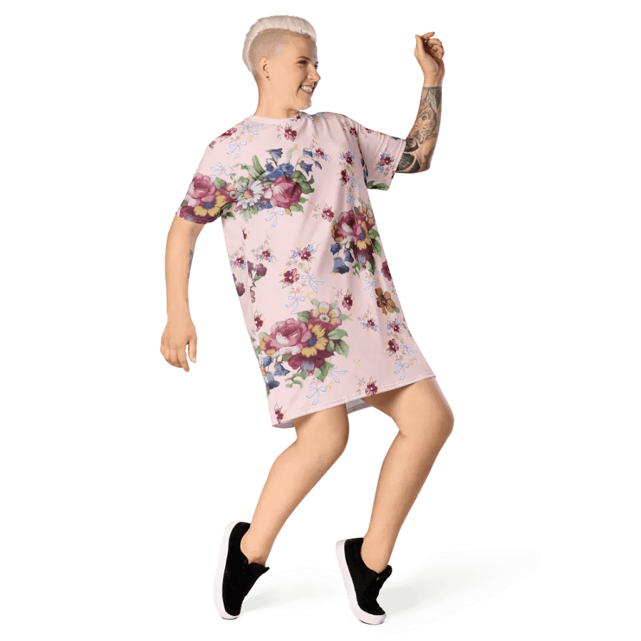 Vintage Floral Woman's Dress T-Shirt | Pink Blossom Everyday Apparel product image (7)