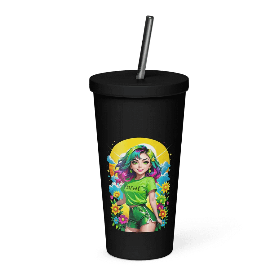 Brat 20 oz Tumbler Cup - Black - Insulated Tumbler with a Straw v3 product image (1)