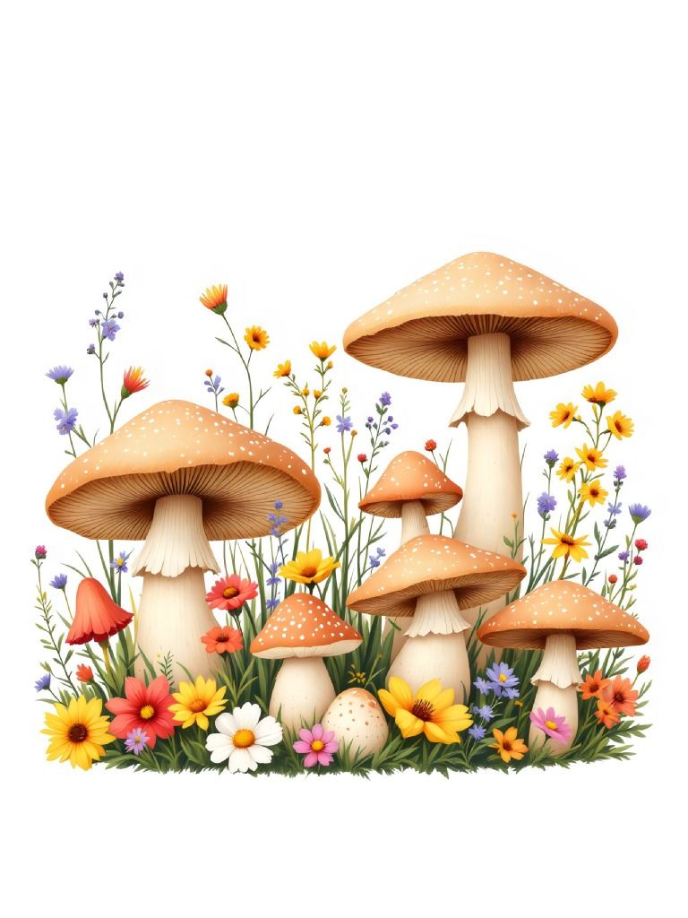 20 Mushrooms and Wildflowers Clipart Designs, Mushroom and Flower Clipart, Floral Mushroom Graphics, Vibrant Floral Designs product image (3)