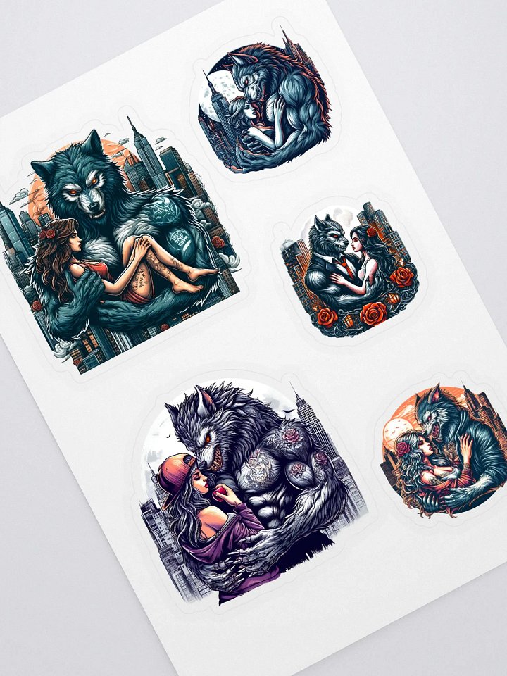 Moonlit Embrace: Gothic City Stickers for Werewolf Romance Lovers product image (1)