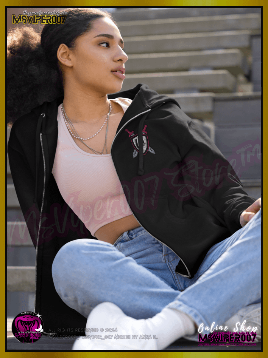 Hoodie [ Embroidered / DTG Design(s) ] - MsViper007's "Warrior Spirit-Plate Up!!!" - (flamingo / royal pink) Zip Up Hoodie By Anna H. product image (9)
