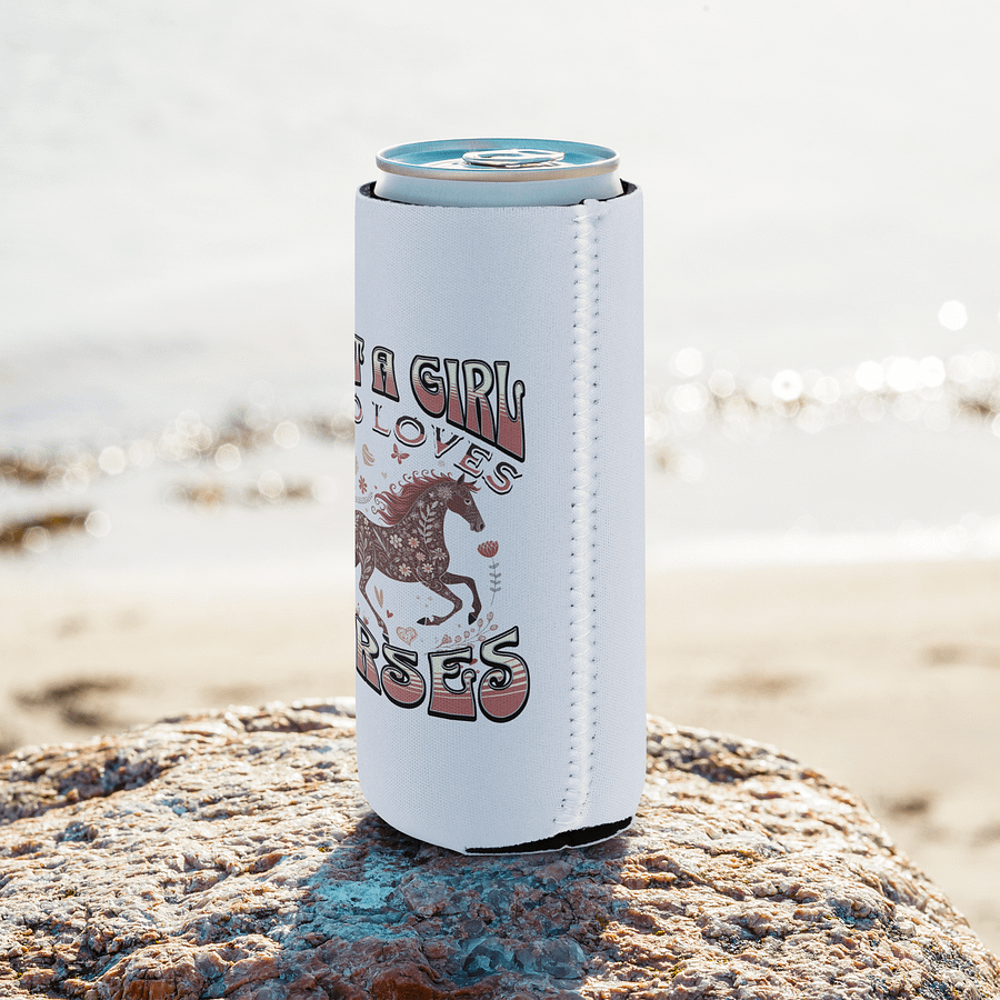 Just A Girl Who Loves Horses Floral Can Cooler product image (8)