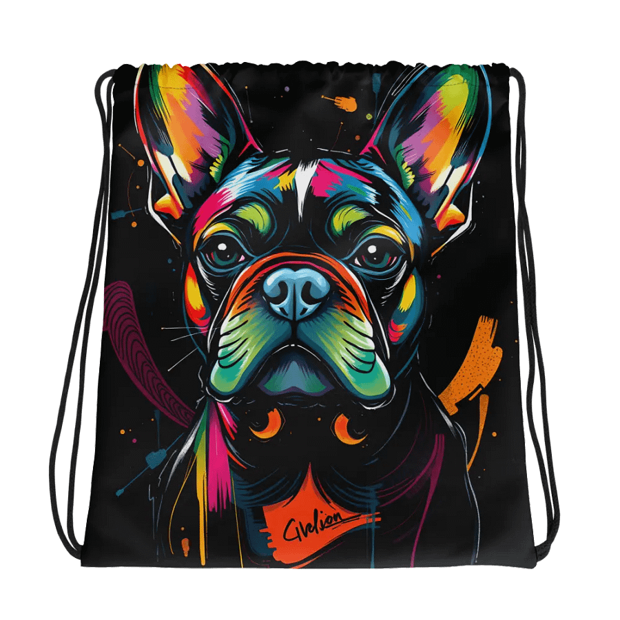 Neon French Bulldog All-Over Drawstring Bag product image (1)