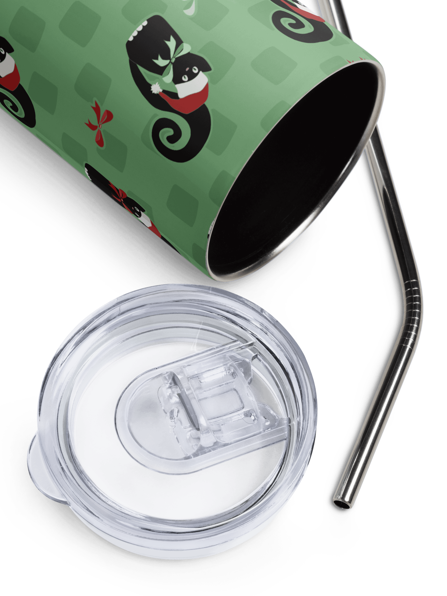 Christmas Kitties in a Row 20 oz Stainless Steel Tumbler – Green product image (4)
