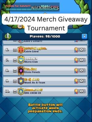 4-17-2024 Merch Giveaway Tournament #supercell #clashroyale #crl #giveaway #tournament #merch #streamer #contentcreator #supercellcreator
