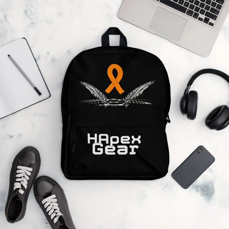 White HApex Gear White Logo Cancer Awareness Orange Ribbon. Black Backpack product image (12)