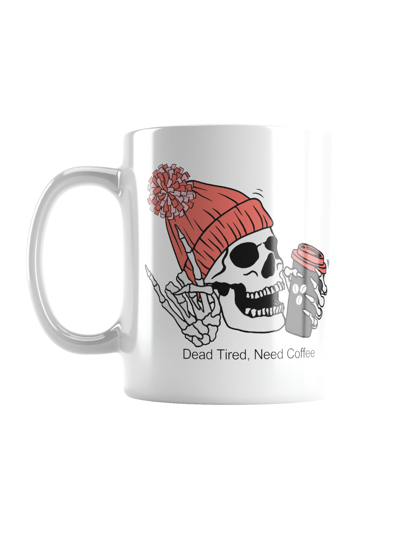 Rosey “Dead Tired, Need Coffee.” Skeleton Ceramic Mug product image (1)