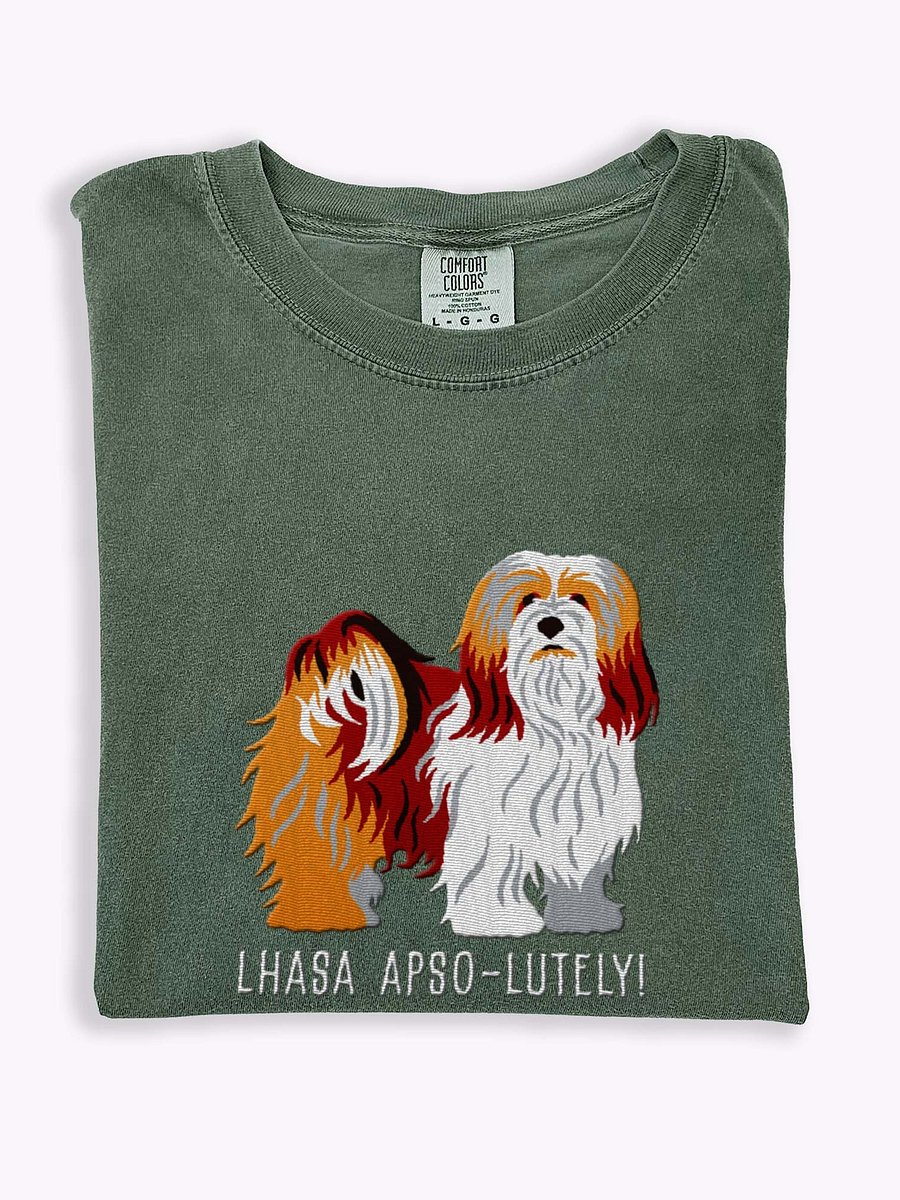 Lhasa Apso-lutely T-Shirt(Embroidered) of a Lhasa Apso(Brown) product image (1)