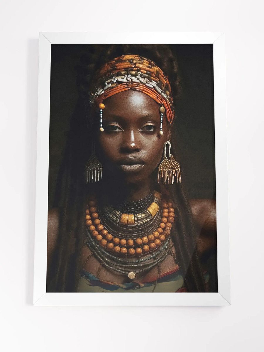 African Woman in Traditional Head Dress, Multi-Colored Jewelry Poster Print, Framed product image (13)
