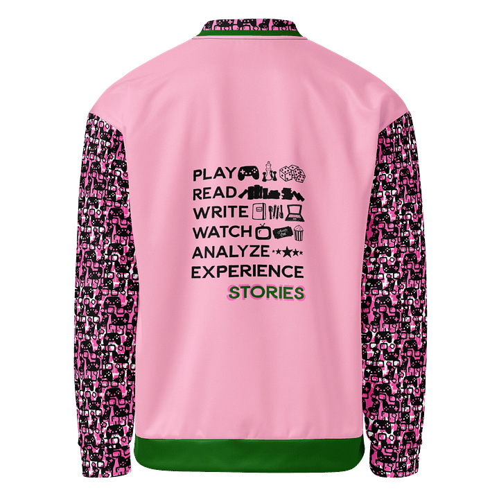 Experience Stories Unisex Bomber Jacket (Pink, Green, and Black) product image (1)